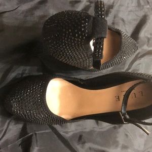 Black jeweled Stiletto Pump